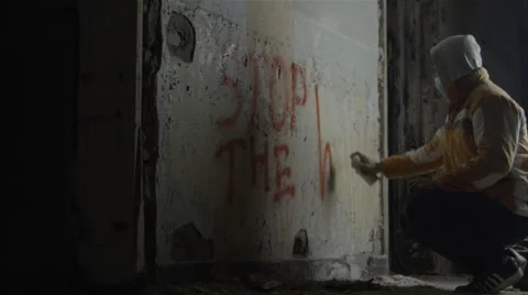 Stop The War Graffiti Concept Stock Footage 44913907
