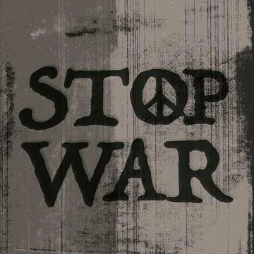 STOP WAR hand painted calligraphy with ink stains from copy machine defect .. Stock Illustration