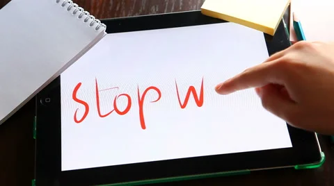 Stop war - hand write text on tablet, political and migration concept 動画素材 63139945