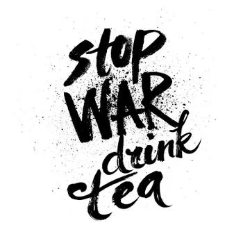 Stop war. Handdrawn brush ink lettering Stock Illustration