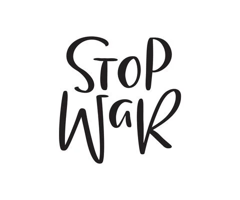 Stop War Handwritting vector text. International protest Stop the war against Stock Illustration