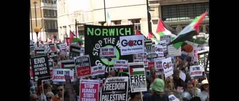 STOP THE WAR Huge Crowd Marching for Gaza on August 9 2014 London UK Stock Footage 144324926