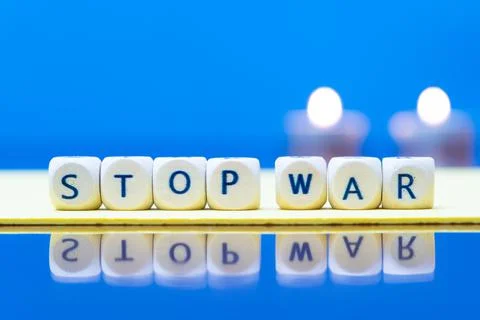 Stop War. Letters in blocks forming the phrase stop the war. Stock Photos