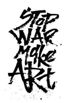 Stop war make art. Cola pen calligraphy font Stock-Illustration
