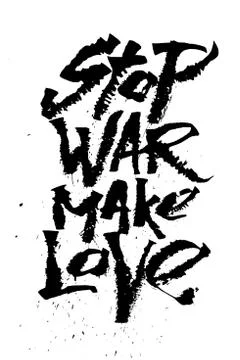 Stop war make love. Cola pen calligraphy font Stock Illustration