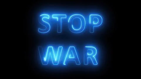Stop war neon text Stock Illustration