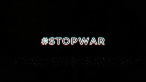 Stop War. Pop-up text splash screen with tag - StopWar. VHS effect. Call for Stock Footage 172442274
