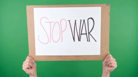 Stop war poster slogan Stock Footage 236456439