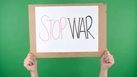 Stop war poster slogan Video stock 236456459