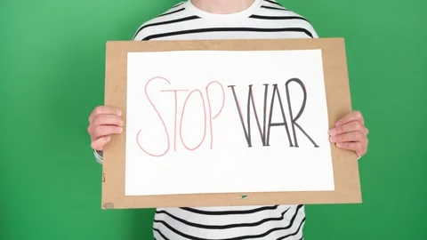 Stop war poster slogan Video stock 236457800