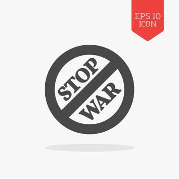 Stop war sign, concept icon. Flat design gray color symbol. Stock Illustration