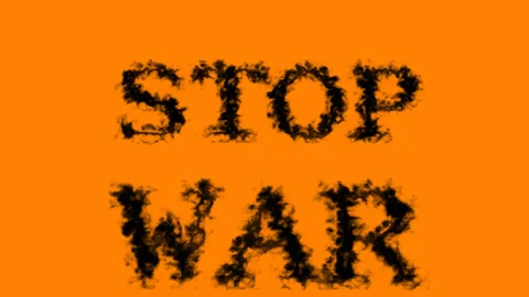 Stop War smoke text effect orange isolated background Stock Footage 139623325