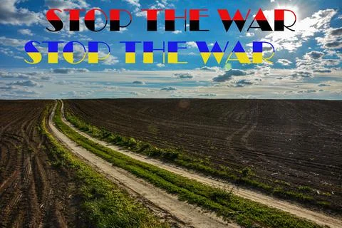 . Stop the war .Text against the background of colorful and black and white i Stock Photos