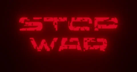 "STOP WAR" Text Glitch Effect Animation Stock Footage 252610086