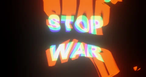 "STOP WAR" Text Glitch Effect Animation Stock Footage 253428665