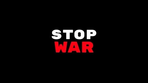 STOP WAR Text Intro Red and White Anti War Message on Black Background Vídeo Stock 344887264