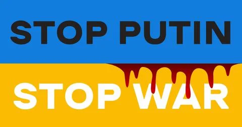 Stop war in Ukrain banner. Protest against russian aggression in Ukraine, vector Stock Illustration