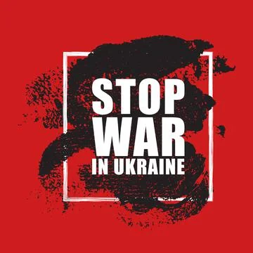 Stop War in Ukraine, aggression concept. Brush stroke in frame poster Stock Illustration