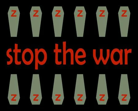Stop the war in Ukraine. On a black background, rough with the letter z. Stock Illustration