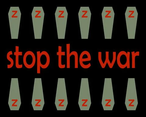 Stop the war in Ukraine. On a black background, rough with the letter z Stock Illustration
