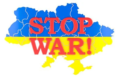 Stop War in Ukraine concept, 3D rendering Stock Illustration