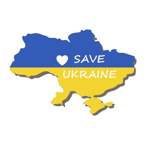 Stop War in Ukraine concept vector illustration. Ukrainian flag and map Illustrazione stock