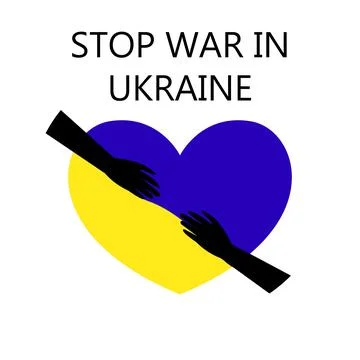 Stop war in Ukraine. Flat vector illustration concept of unity, humanity, pea Stock Illustration