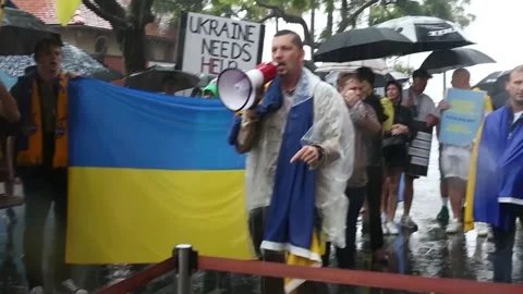 Stop War in Ukraine rally Stock Footage 170983425