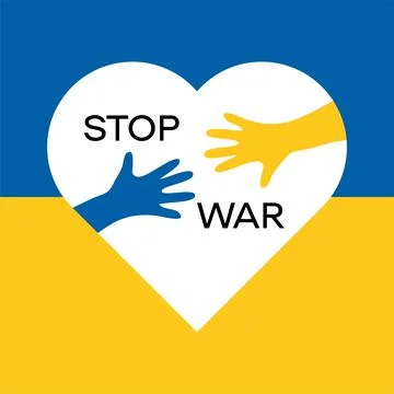 Stop WAR in Ukraine. Stop war. No war in Ukraine. The flag of Ukraine. Vector Stock Illustration