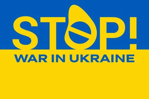 Stop the war in Ukraine, vector drawing on the Ukrainian flag Stock Illustration
