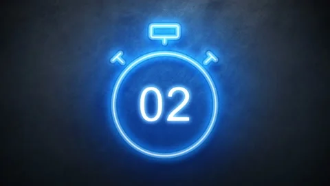 Stop watch Clock neon sign. countdown timer animation seamless. Video stock 130930980