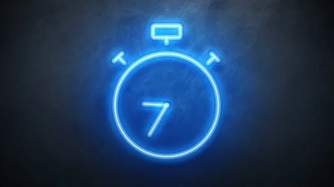 Stop watch Clock neon sign. countdown timer animation seamless. Stock Footage 130931016