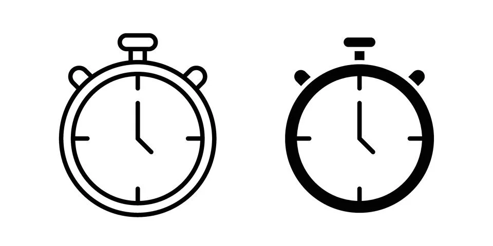 Stop watch icon black vector isolated on white Stockillustratie
