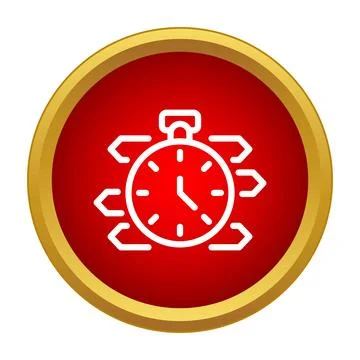 Stop watch icon on red button managing time and productivity 스톡 일러스트