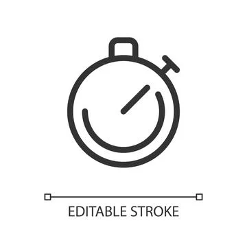Stop watch pixel perfect linear ui icon Stock Illustration