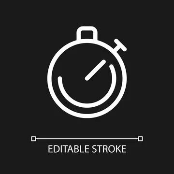 Stop watch pixel perfect white linear ui icon for dark theme Illustrazione stock