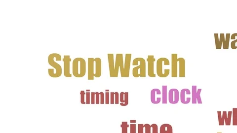 Stop Watch Tag Cloud Animated Isolated On White Stock Footage 107204601