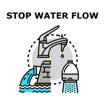 Stop water flow, saving resources, preventing pollution 스톡 일러스트