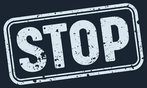 Stop white grunge stamp on dark blue background. stop stamp Stock Illustration