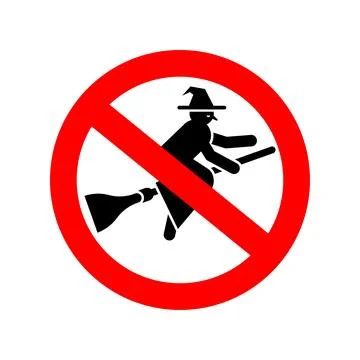 Stop Witch sign. Red Prohibition sign. hag symbol. Ban hex Stock Illustration