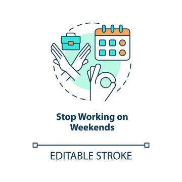 Stop work on weekends concept icon Stock Illustration