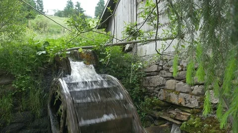Stoping Flowing Water to Mill Stock Footage 110841167