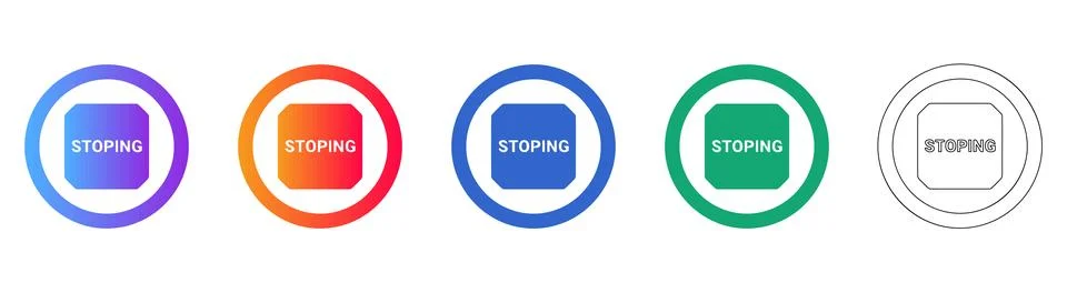 Stoping or Halt Process Icon Set Stock Illustration