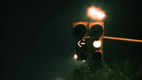 Stoplight Green traffic light in night Buenos Aires, Argentina, ensuring safe Stock Footage 256737798