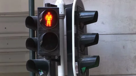 Stoplight Switches To 'Walk' Stock Footage 1183557