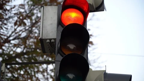 Stoplight. Traffic lights work in a big city at a crossroads. Stock Footage 97000635