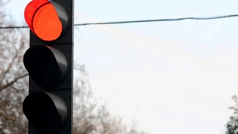 Stoplight turning Green to Red Stock Footage
