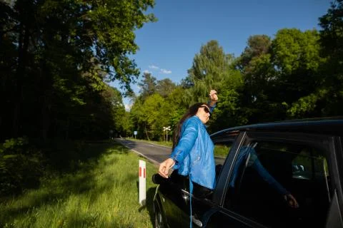 A stopover in the forest on the side of the road during long journeys by 写真素材
