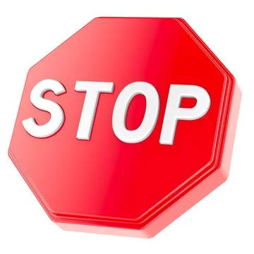 Stopp, rotes Schild. 3D-Rendering Stop, red sign. 3D rendering isolated on... Stock Photos