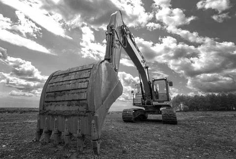 A stopped excavator Stock Photos